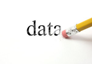 Photo credit: "An eraser from a pencil is starting to erase the word data" // ShutterStock