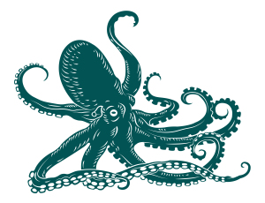 sea martini graphics /shutterstock: Wild ocean octopus with tentacles