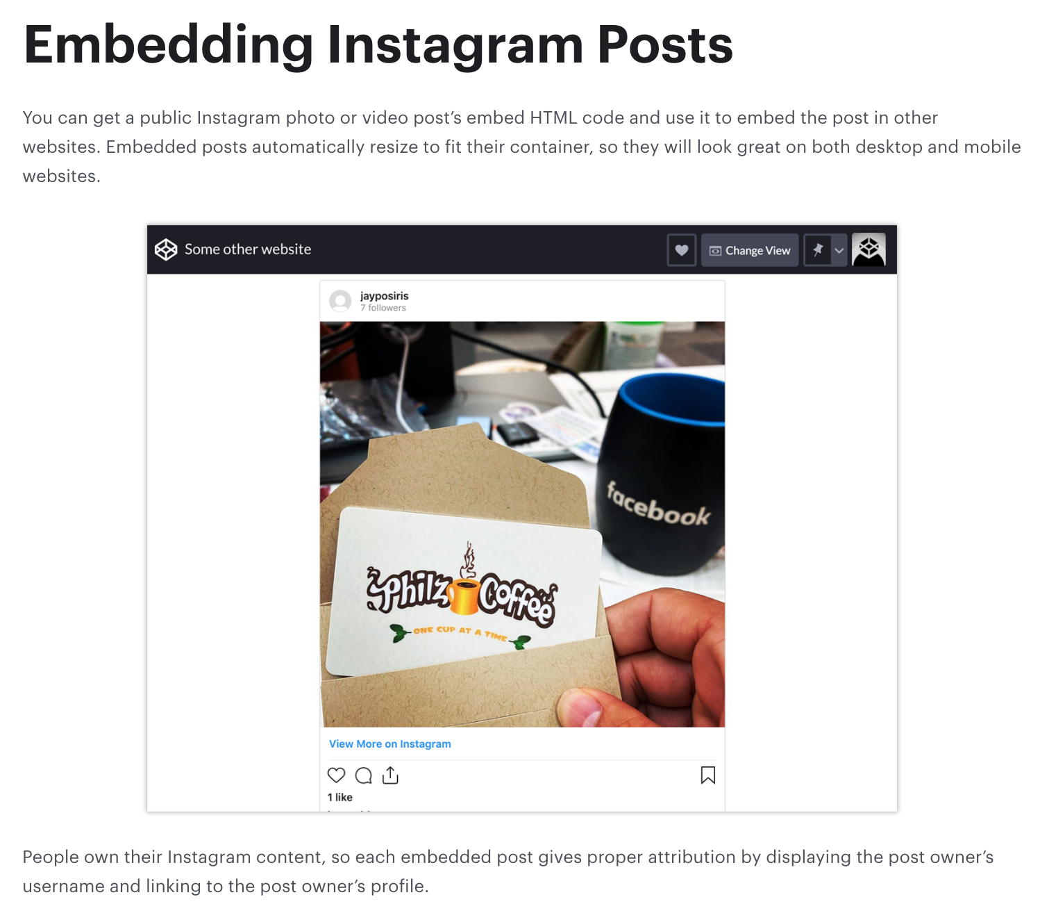 Instagram embedded